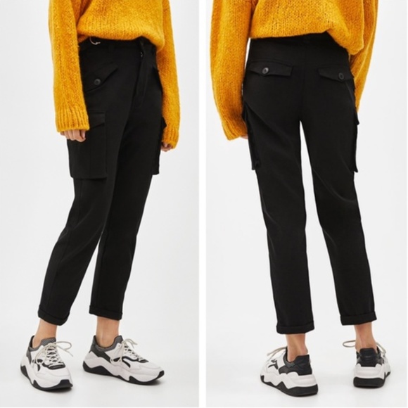 black cargo pants bershka
